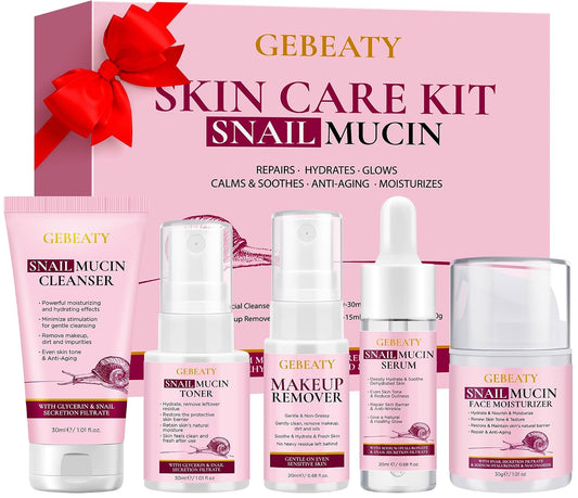 Skin Care Set, 5-Piece Hydrating & Soothing Snail Mucin Skincare Routine